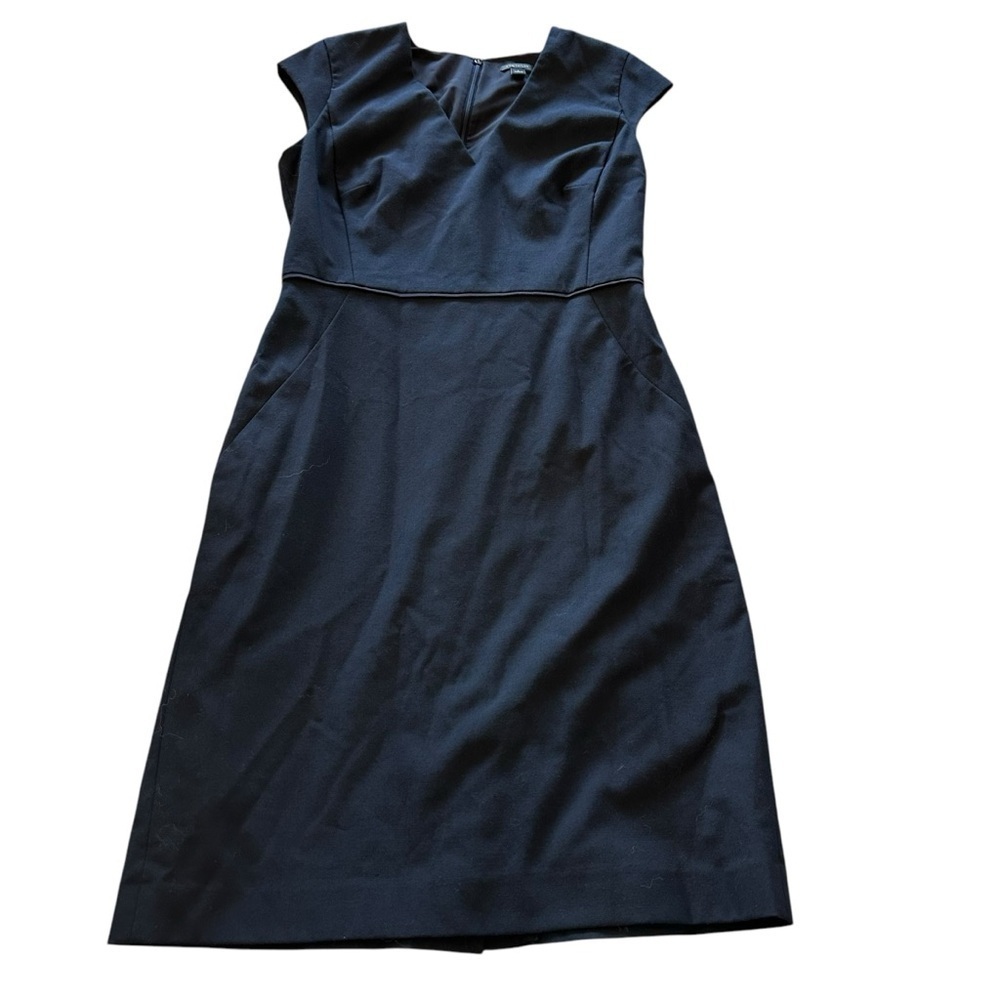 Ann Taylor Blue Sheath Dress with Flutter Cap Sleeves